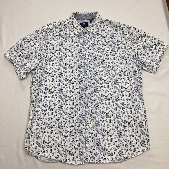 Michael Brandon Mens Shirt Large Floral Print Short Sleeve Button Up Casual - Picture 1 of 6